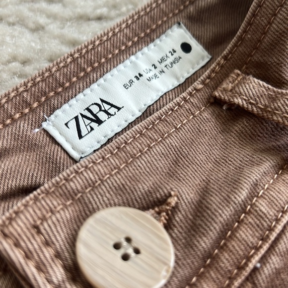 Zara Women’s Brown High Waisted Marine Jeans - 2 - Picture 5 of 7